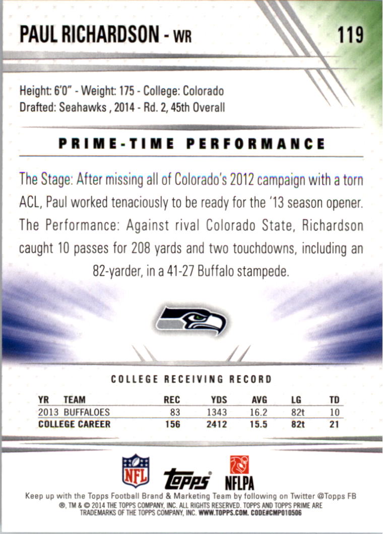 B2373- 2014 Topps Prime FB Card #s 1-150 +Inserts -You Pick- 15+ FREE US SHIP - Picture 245 of 373