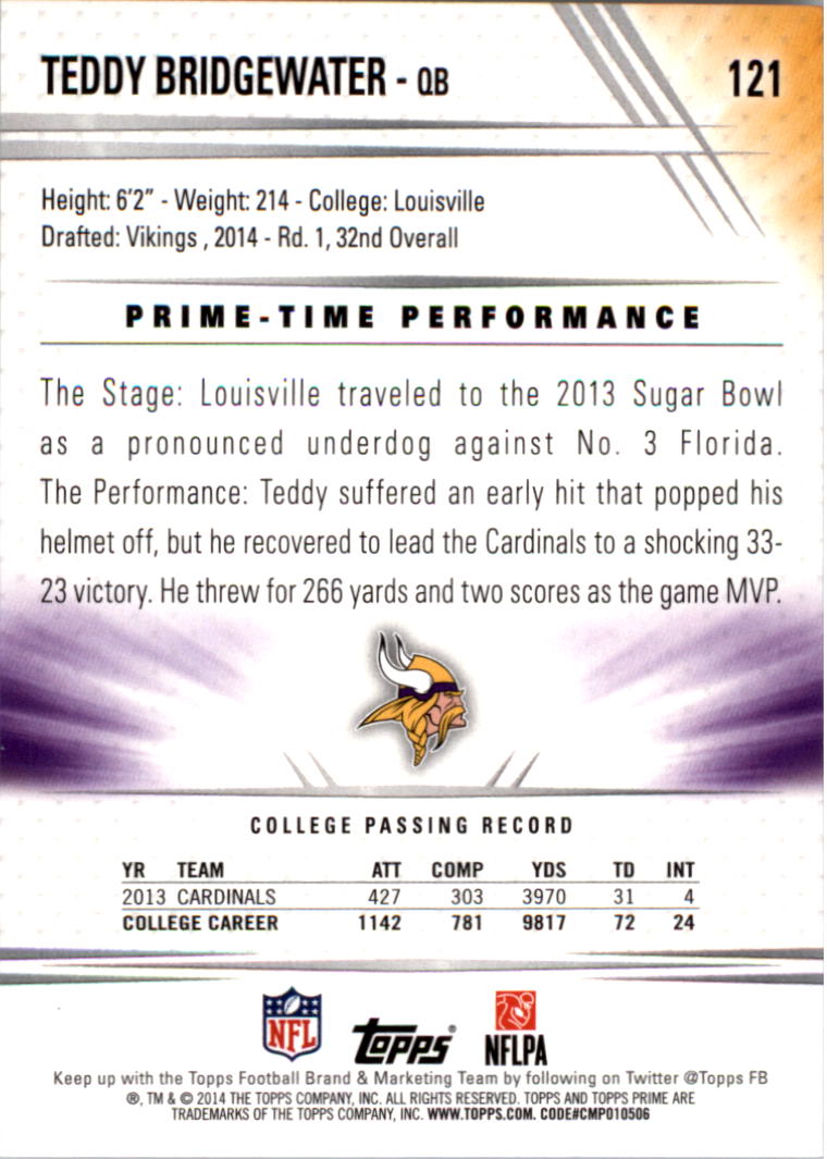 B2373- 2014 Topps Prime FB Card #s 1-150 +Inserts -You Pick- 15+ FREE US SHIP - Picture 249 of 373