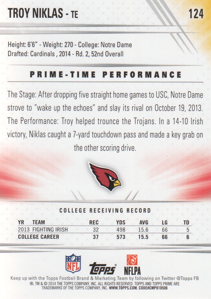 B2373- 2014 Topps Prime FB Card #s 1-150 +Inserts -You Pick- 15+ FREE US SHIP - Picture 255 of 373