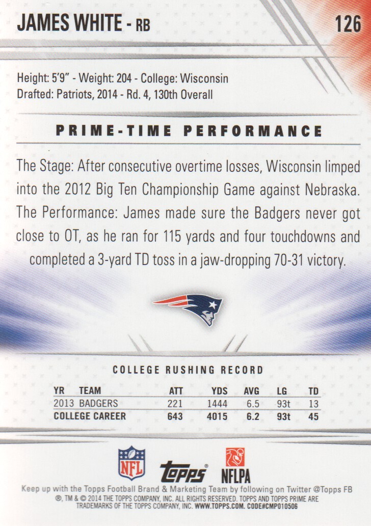 B2373- 2014 Topps Prime FB Card #s 1-150 +Inserts -You Pick- 15+ FREE US SHIP - Picture 259 of 373