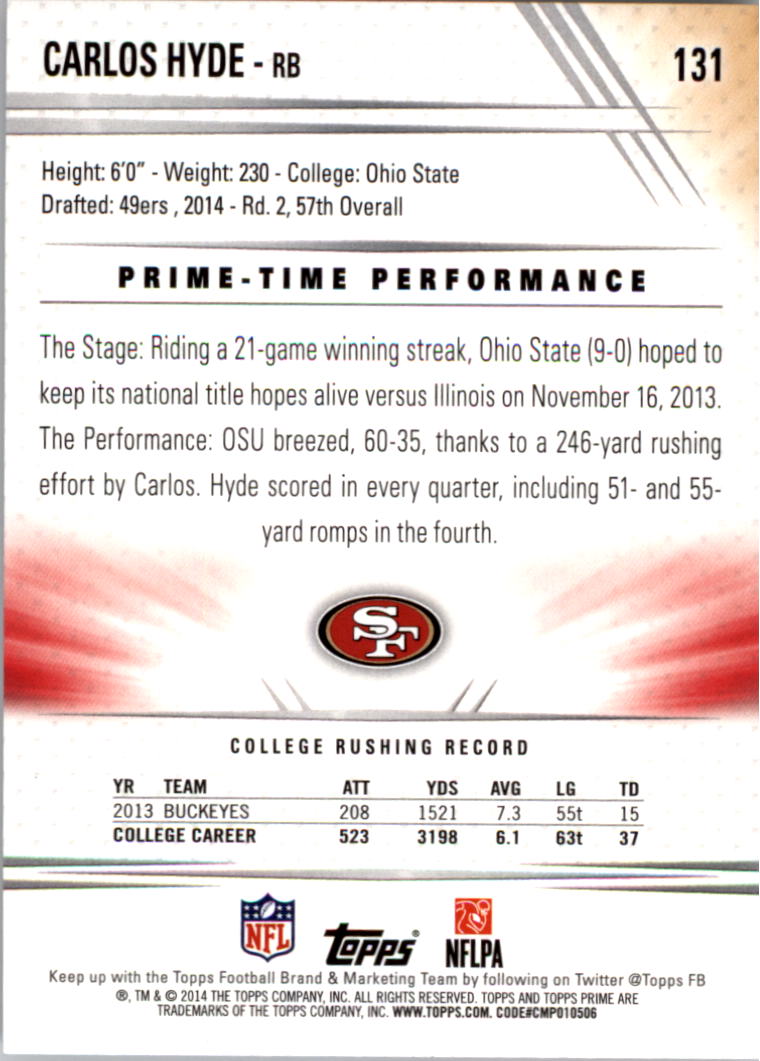 B2373- 2014 Topps Prime FB Card #s 1-150 +Inserts -You Pick- 15+ FREE US SHIP - Picture 269 of 373