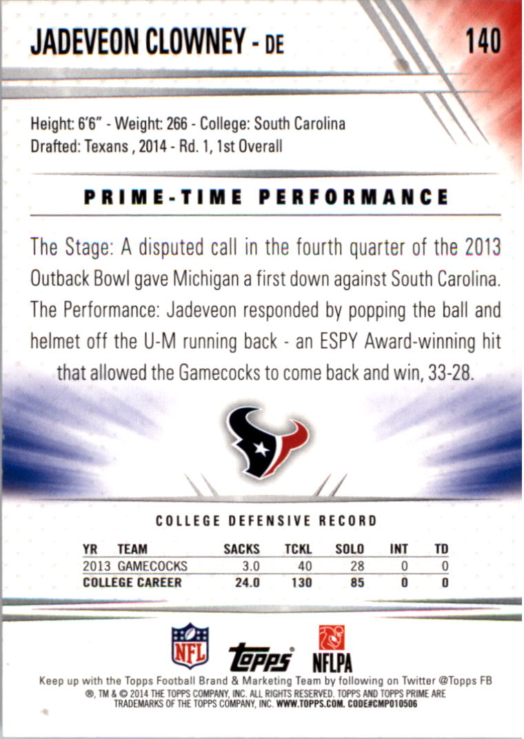 B2373- 2014 Topps Prime FB Card #s 1-150 +Inserts -You Pick- 15+ FREE US SHIP - Picture 285 of 373