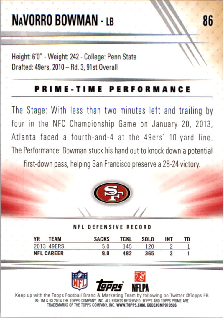 B2373- 2014 Topps Prime FB Card #s 1-150 +Inserts -You Pick- 15+ FREE US SHIP - Picture 179 of 373