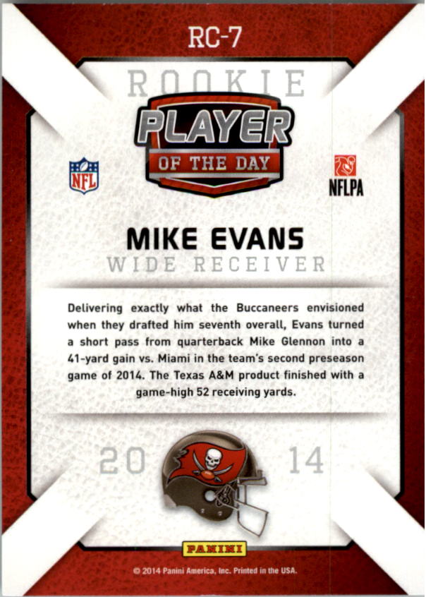 2014 Panini Player of the Day #RC7 Mike Evans back image