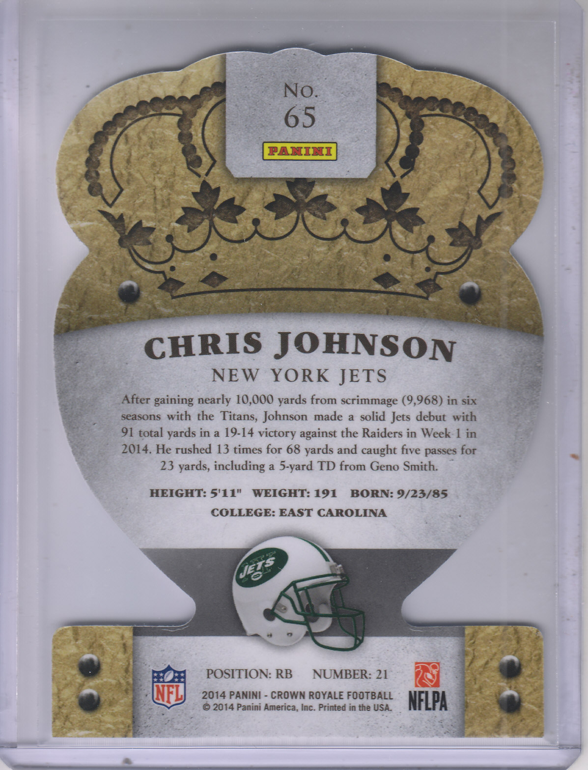 2014 Crown Royale #65 Chris Johnson back image