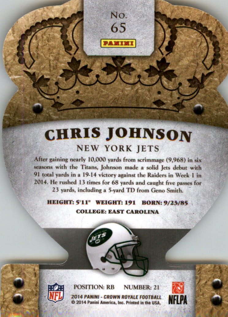 2014 Crown Royale Retail Bronze #65 Chris Johnson back image