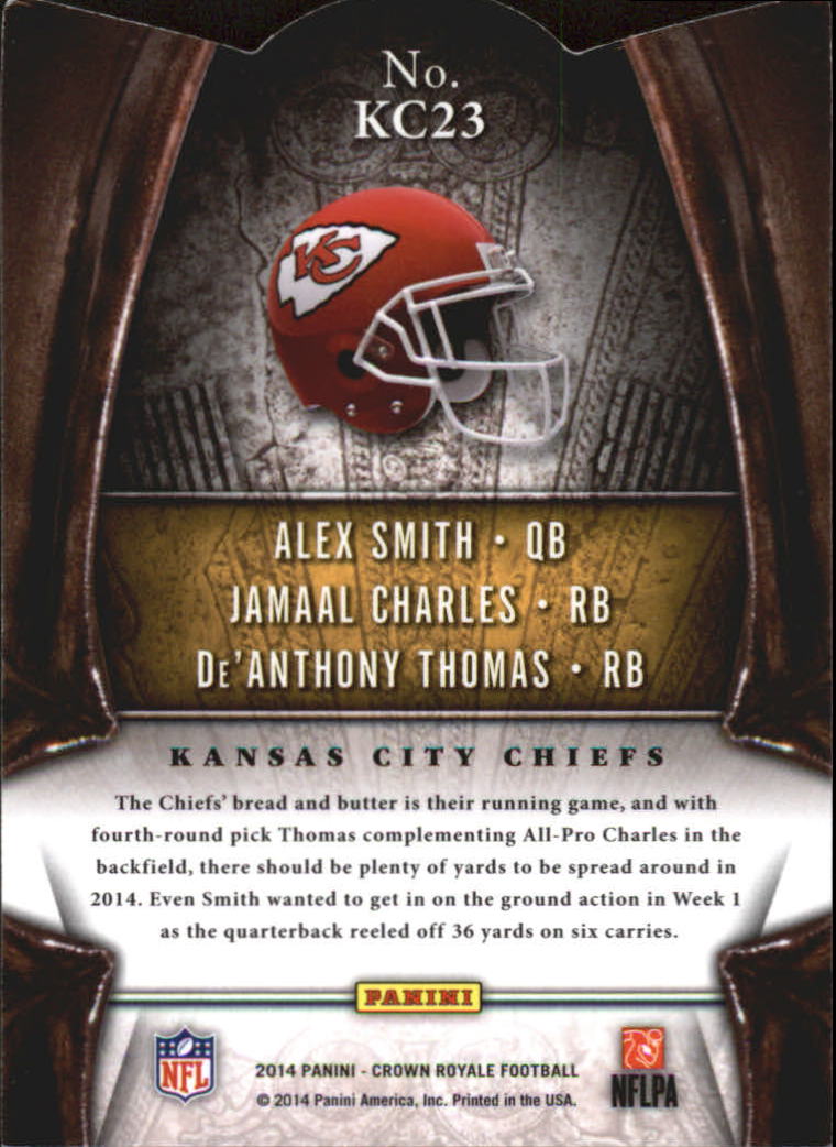 2014 Crown Royale The King's Court #KC23 Alex Smith/De'Anthony Thomas/Jamaal Charles back image