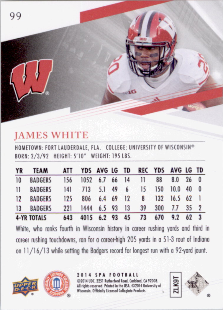 2014 SP Authentic #99 James White back image