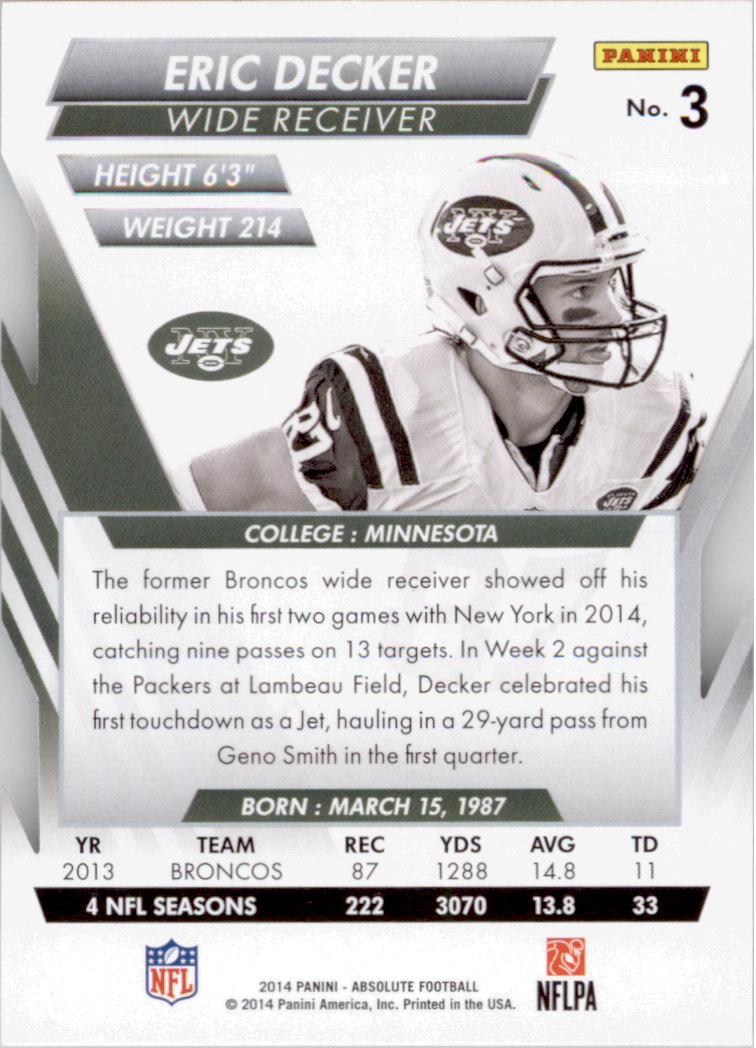 B1157- 2014 Absolute Retail Football Card #s 1-150 -You Pick- 15+ FREE US SHIP - Picture 7 of 151