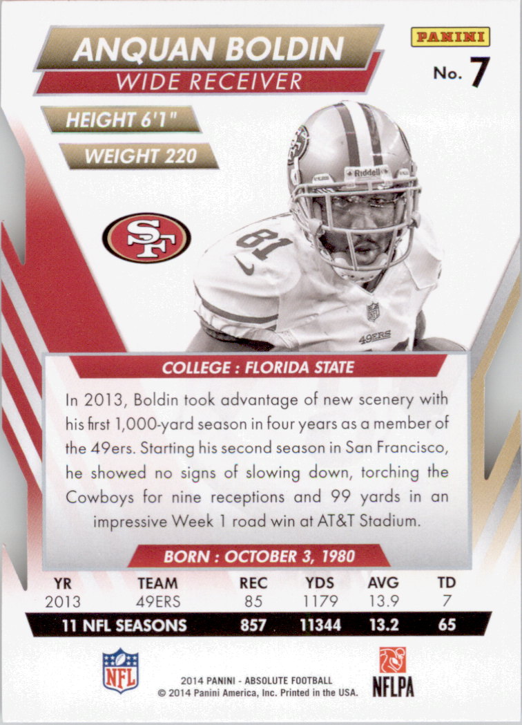 2014 Absolute Retail #7 Anquan Boldin back image