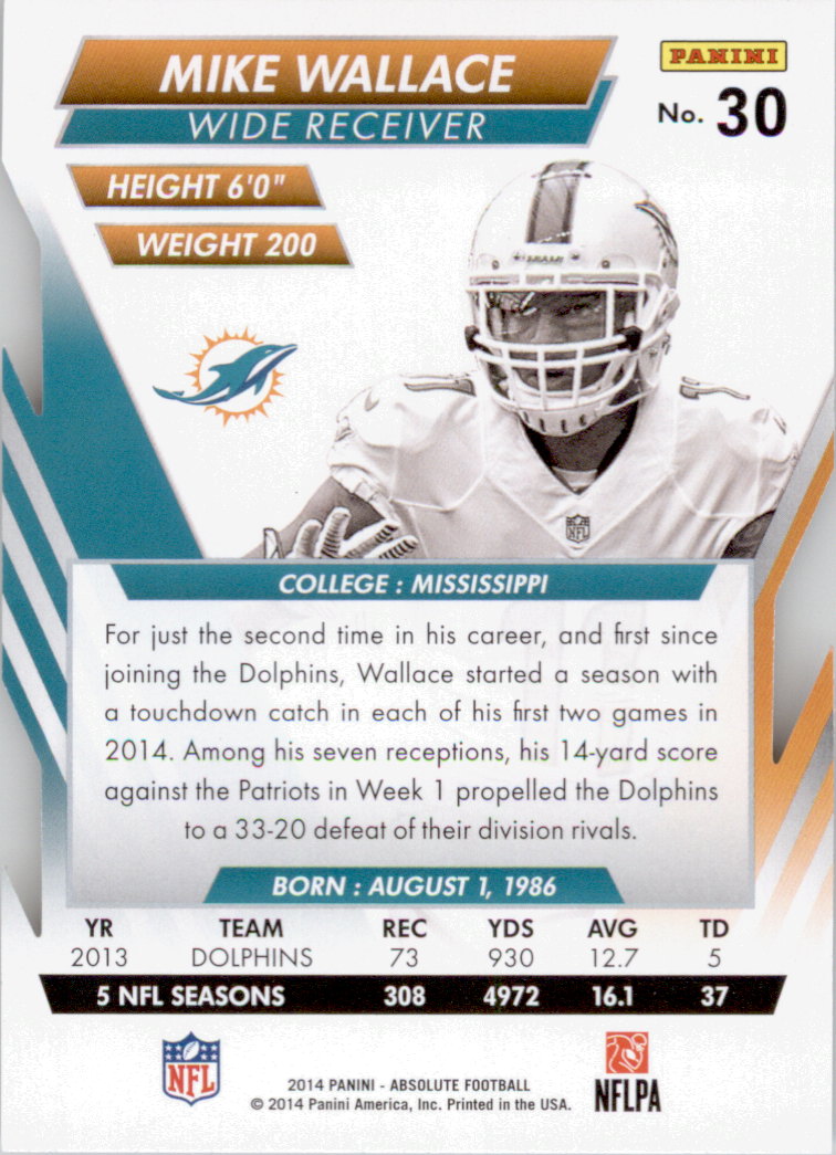 2014 Absolute Retail #30 Mike Wallace back image