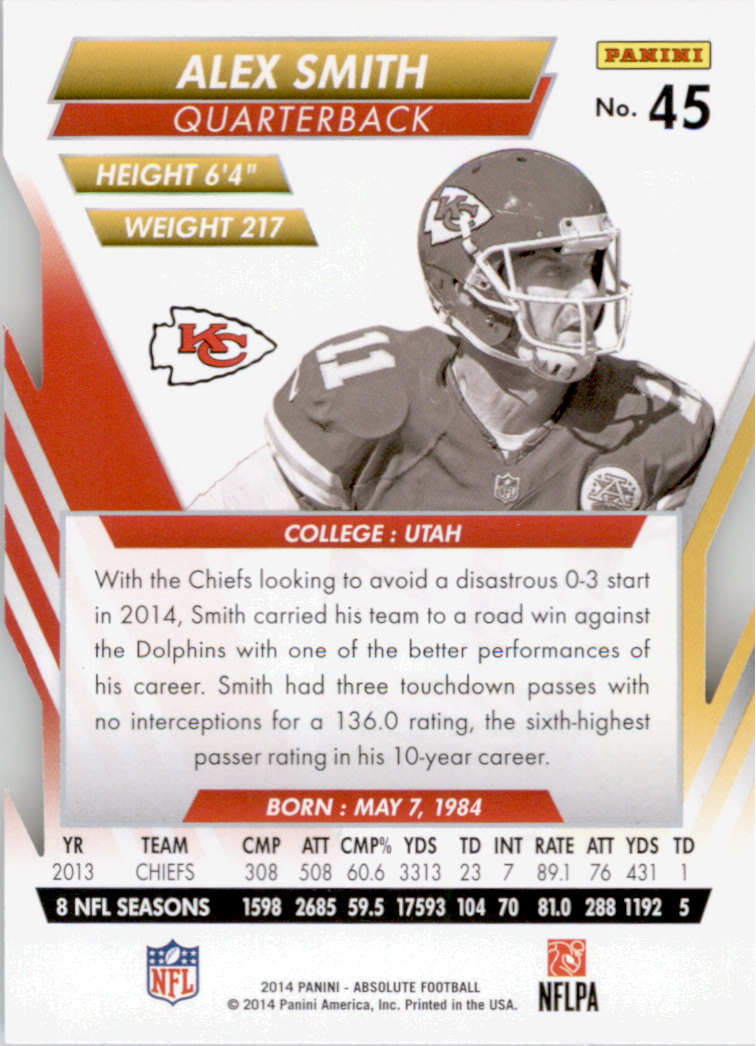2014 Absolute Retail #45 Alex Smith back image