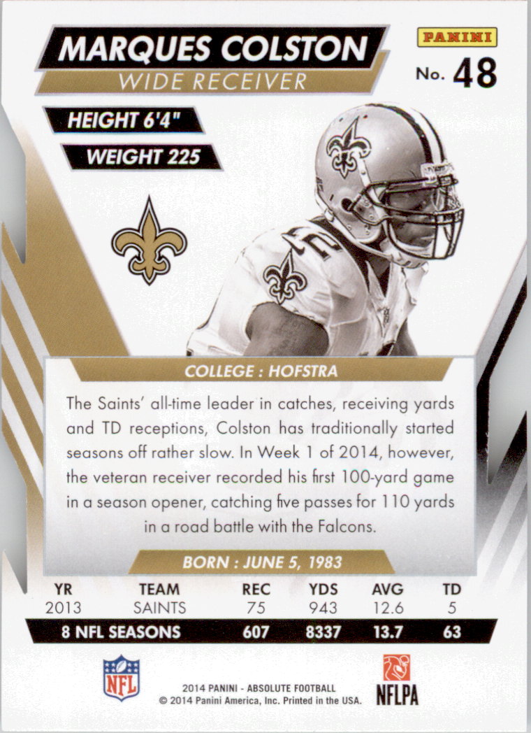 2014 Absolute Retail #48 Marques Colston back image