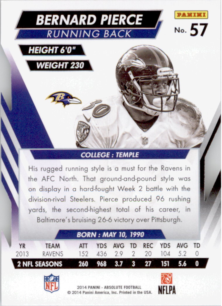 2014 Absolute Retail #57 Bernard Pierce back image