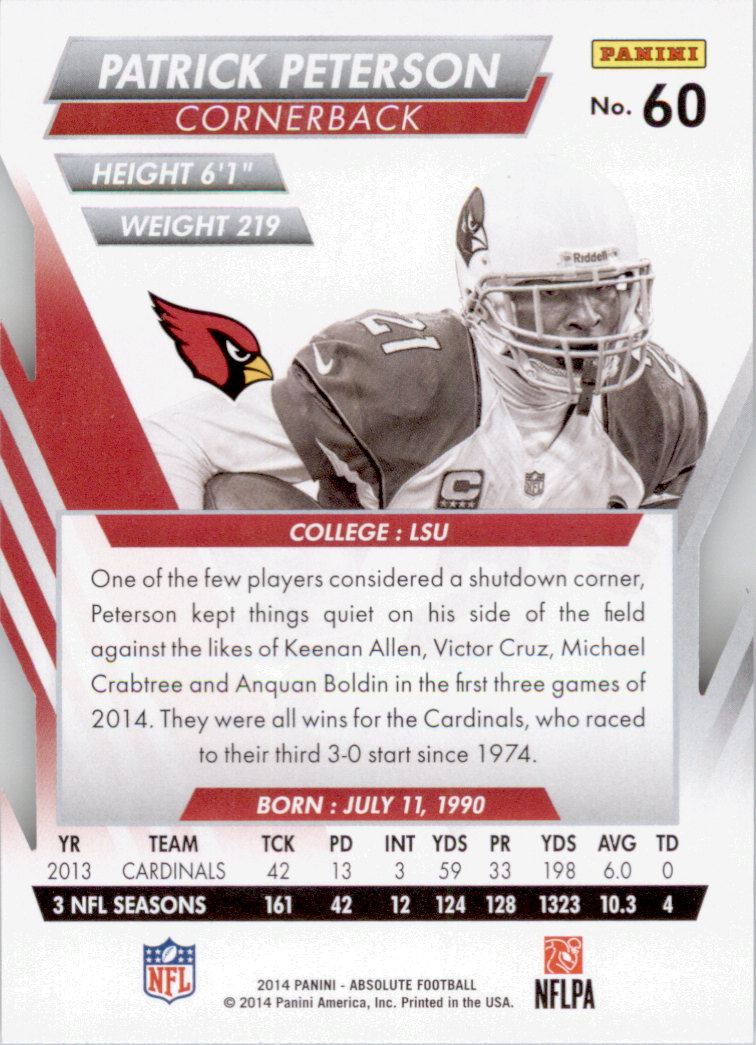 2014 Absolute Retail #60 Patrick Peterson back image