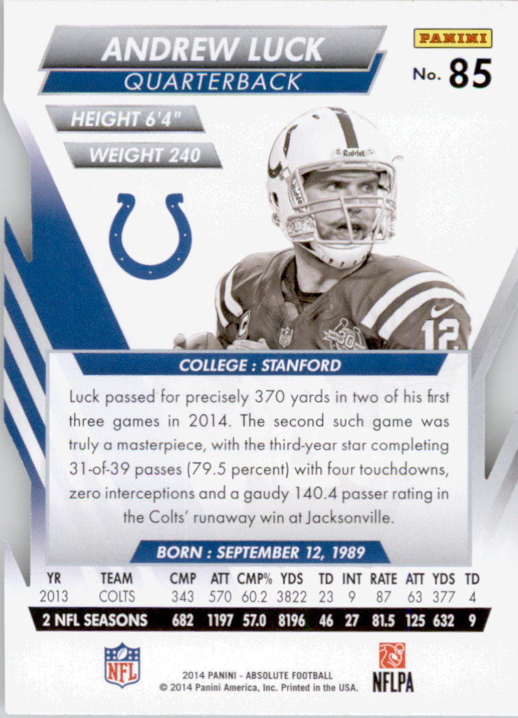 2014 Absolute Retail #85 Andrew Luck back image