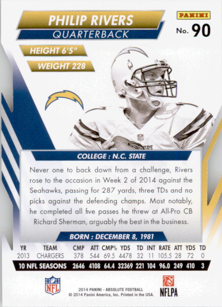2014 Absolute Retail #90 Philip Rivers back image