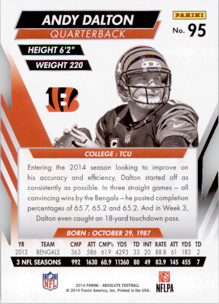 2014 Absolute Retail #95 Andy Dalton back image