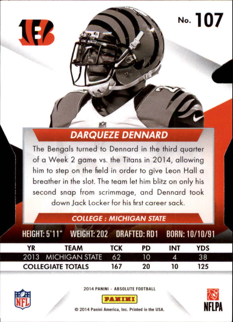 2014 Absolute Retail #107 Darqueze Dennard RC back image