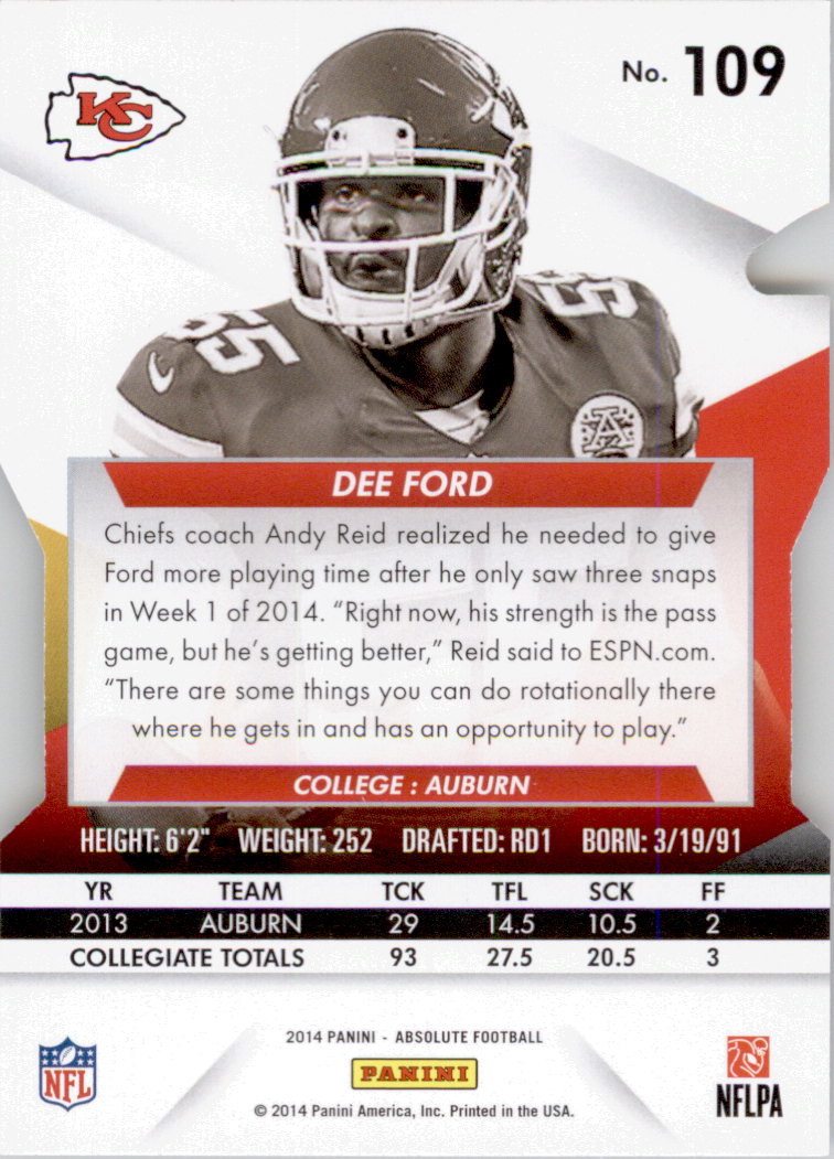 2014 Absolute Retail #109 Dee Ford RC back image
