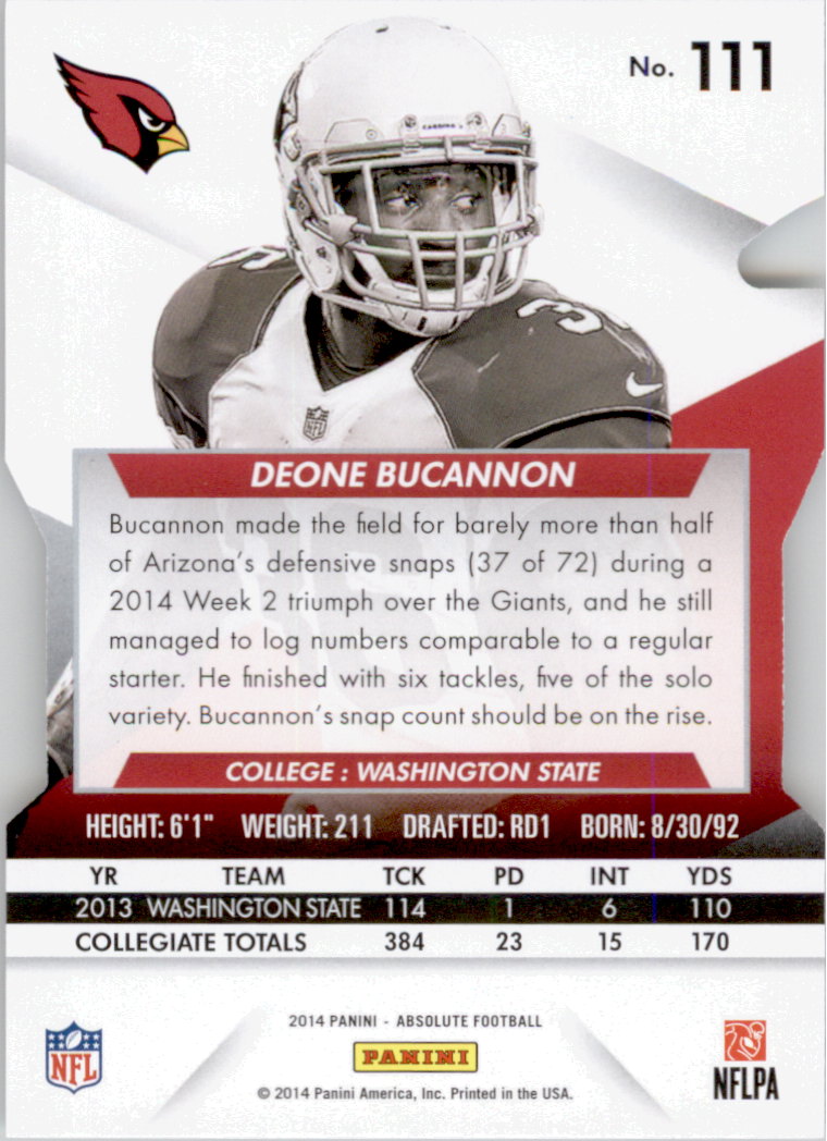 2014 Absolute Retail #111 Deone Bucannon RC back image