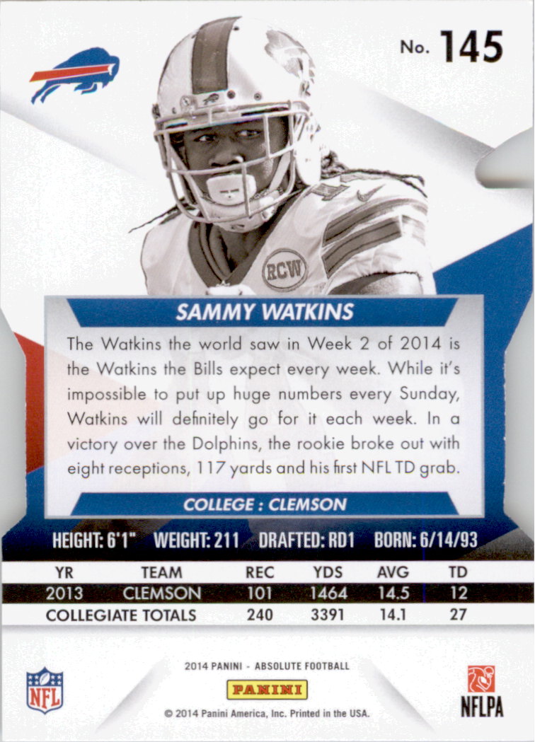 2014 Absolute Retail #145 Sammy Watkins RC back image