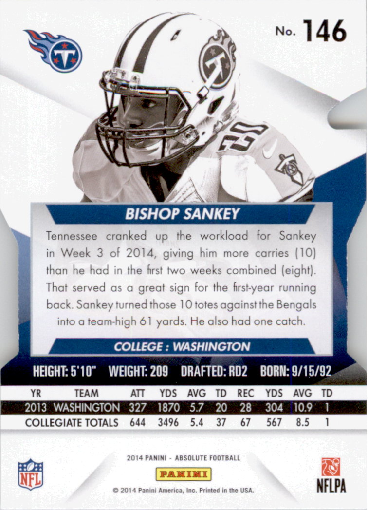 2014 Absolute Retail #146 Bishop Sankey RC back image
