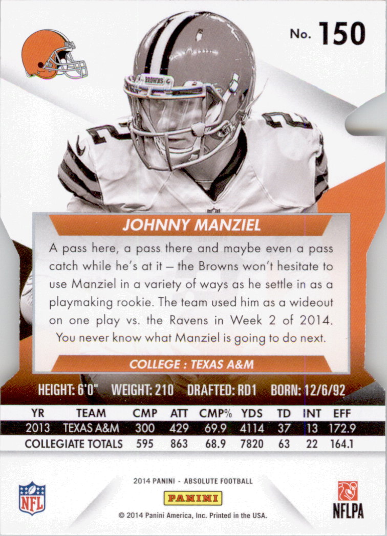 B1157- 2014 Absolute Retail Football Card #s 1-150 -You Pick- 15+ FREE US SHIP - Picture 151 of 151