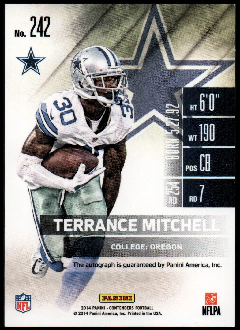 2014 Panini Contenders #242 Terrance Mitchell AU SP RC back image