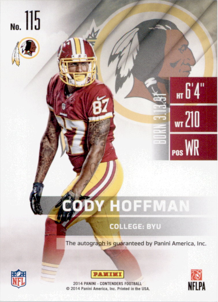 2014 Panini Contenders #115A Cody Hoffman AU RC back image