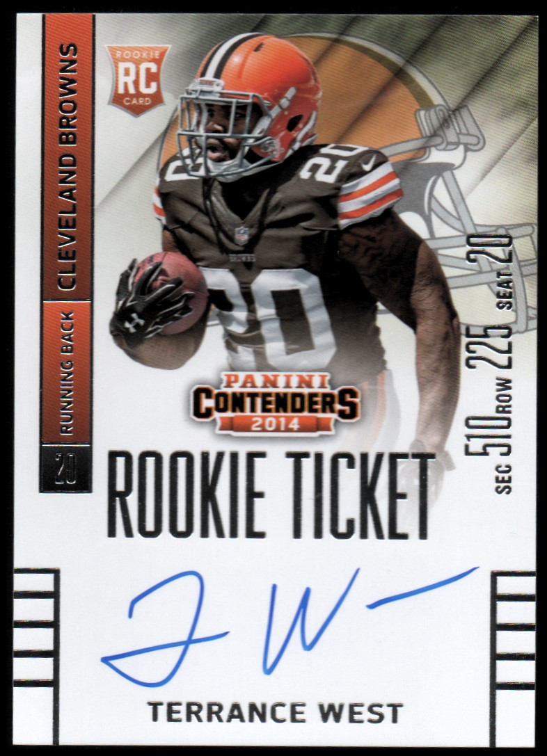 2014 Panini Contenders #230A Terrance West AU RC/(ball in right arm)
