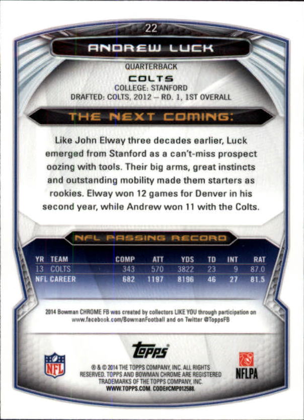 A1415- 2014 Bowman Chrome FB Cards 1-222 +Inserts -You Pick- 15+ FREE US SHIP - Picture 45 of 383