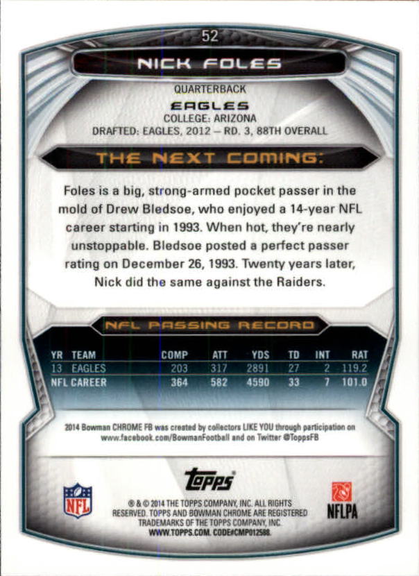 2014 Bowman Chrome Football (Pick Card From List) C19 09-24 - Picture 83 of 326