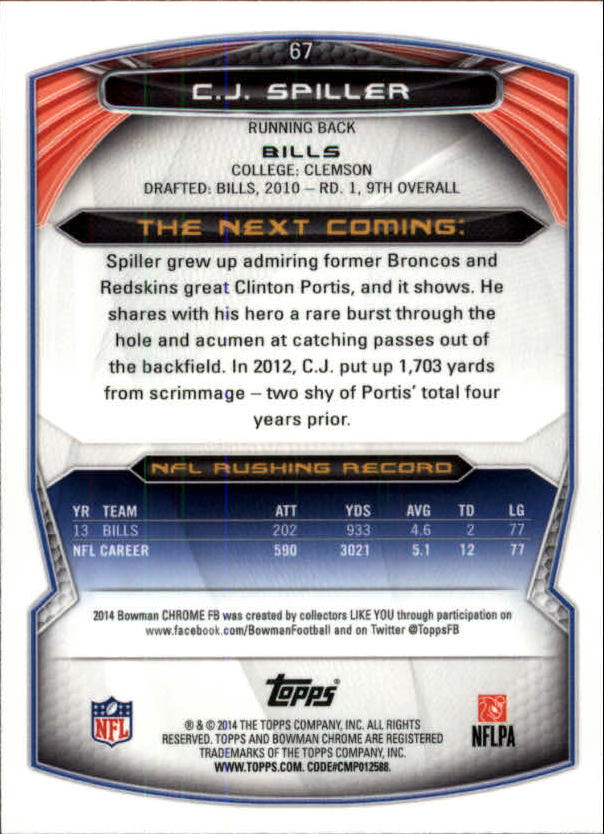 A1415- 2014 Bowman Chrome FB Cards 1-222 +Inserts -You Pick- 15+ FREE US SHIP - Picture 129 of 383