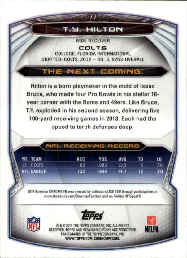A1415- 2014 Bowman Chrome FB Cards 1-222 +Inserts -You Pick- 15+ FREE US SHIP - Picture 147 of 383