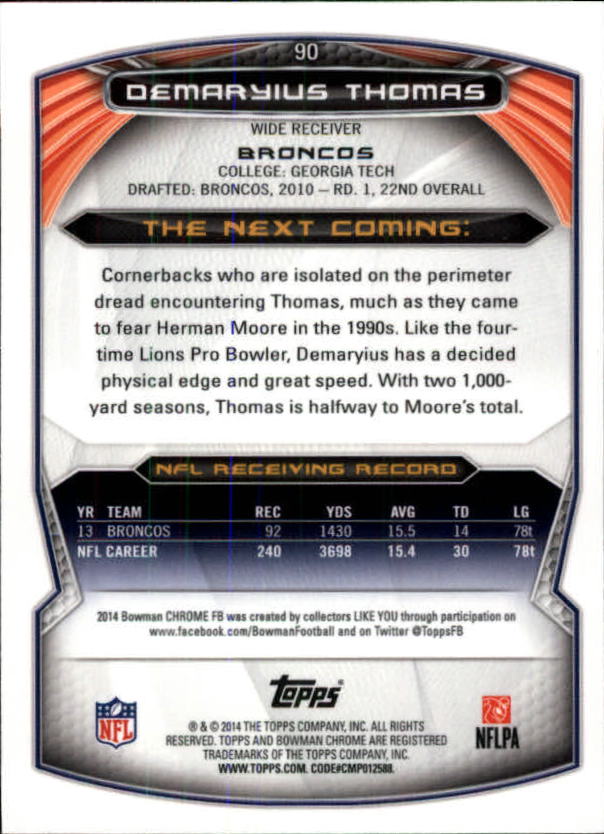 A1415- 2014 Bowman Chrome FB Cards 1-222 +Inserts -You Pick- 15+ FREE US SHIP - Picture 173 of 383