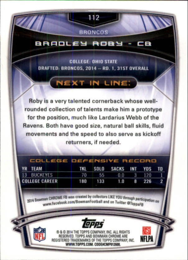 A1415- 2014 Bowman Chrome FB Cards 1-222 +Inserts -You Pick- 15+ FREE US SHIP - Picture 217 of 383
