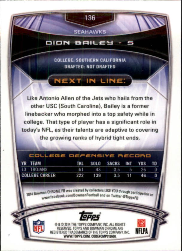 A1415- 2014 Bowman Chrome FB Cards 1-222 +Inserts -You Pick- 15+ FREE US SHIP - Picture 253 of 383