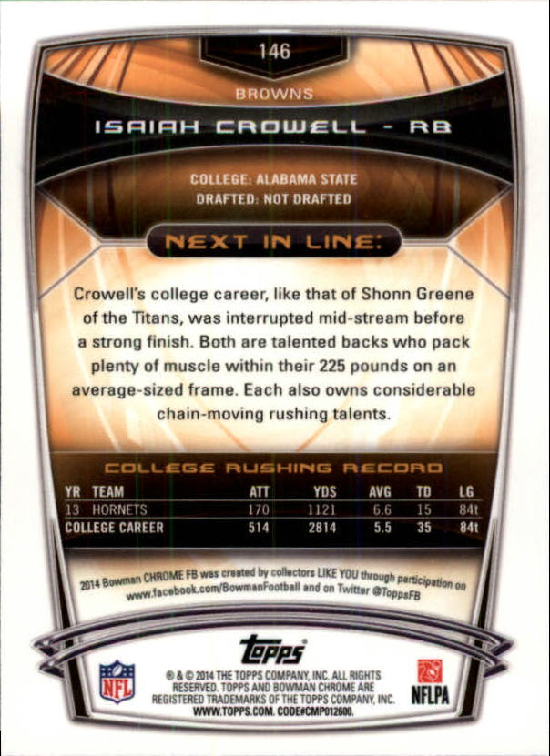 A1415- 2014 Bowman Chrome FB Cards 1-222 +Inserts -You Pick- 15+ FREE US SHIP - Picture 267 of 383