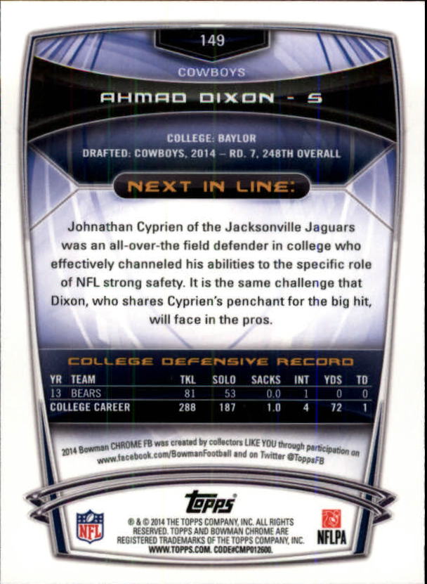 A1415- 2014 Bowman Chrome FB Cards 1-222 +Inserts -You Pick- 15+ FREE US SHIP - Picture 273 of 383