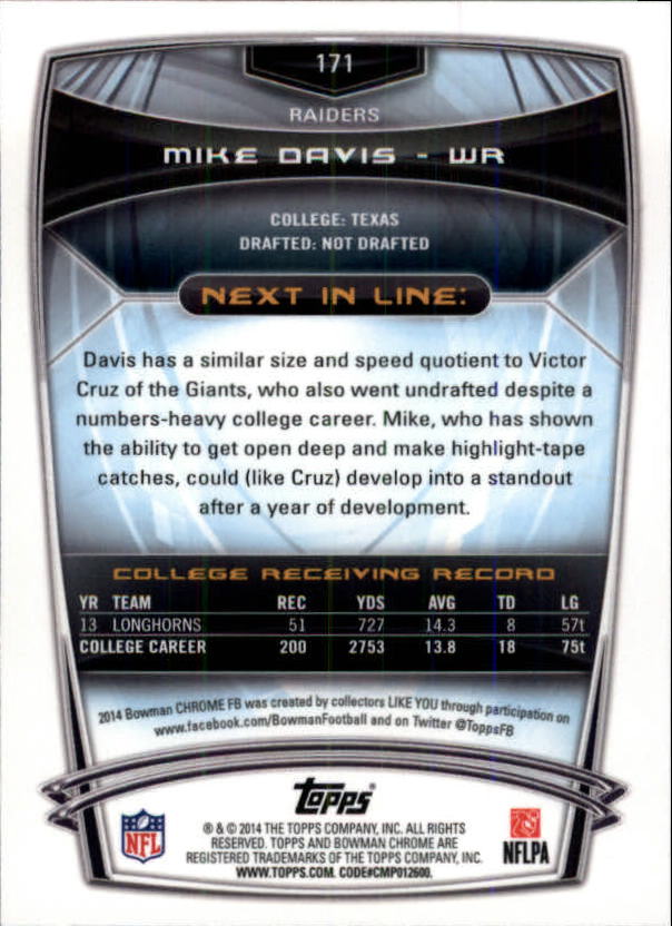 A1415- 2014 Bowman Chrome FB Cards 1-222 +Inserts -You Pick- 15+ FREE US SHIP - Picture 298 of 383