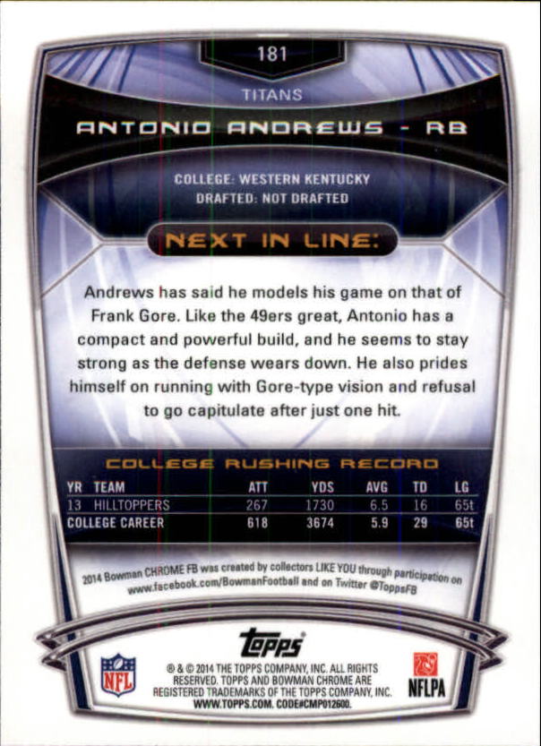 A1415- 2014 Bowman Chrome FB Cards 1-222 +Inserts -You Pick- 15+ FREE US SHIP - Picture 312 of 383