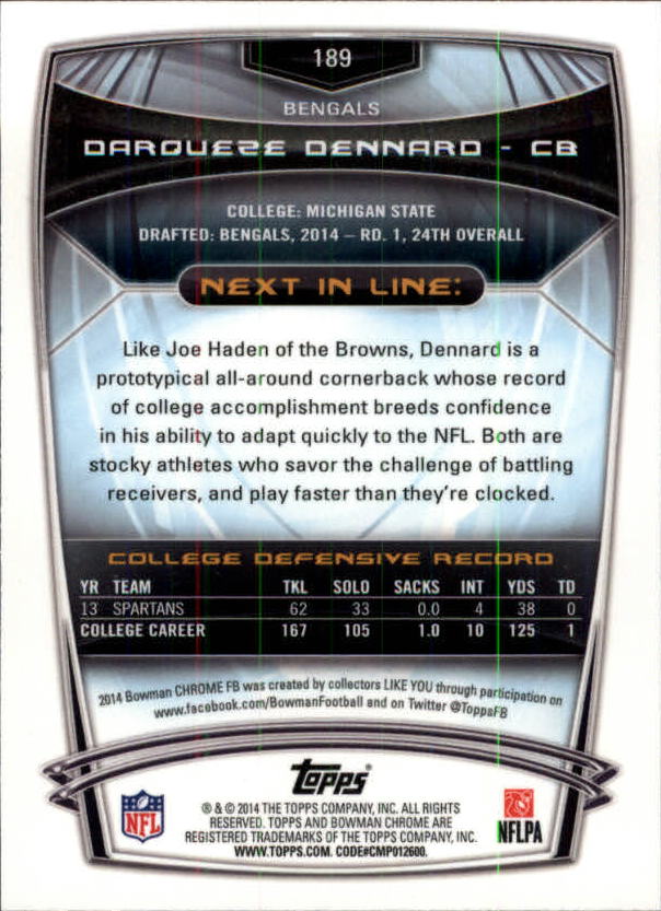 A1415- 2014 Bowman Chrome FB Cards 1-222 +Inserts -You Pick- 15+ FREE US SHIP - Picture 325 of 383