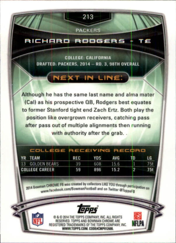 A1415- 2014 Bowman Chrome FB Cards 1-222 +Inserts -You Pick- 15+ FREE US SHIP - Picture 352 of 383