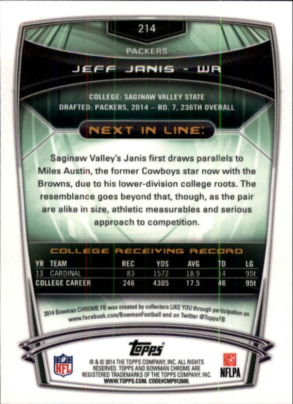 A1415- 2014 Bowman Chrome FB Cards 1-222 +Inserts -You Pick- 15+ FREE US SHIP - Picture 354 of 383