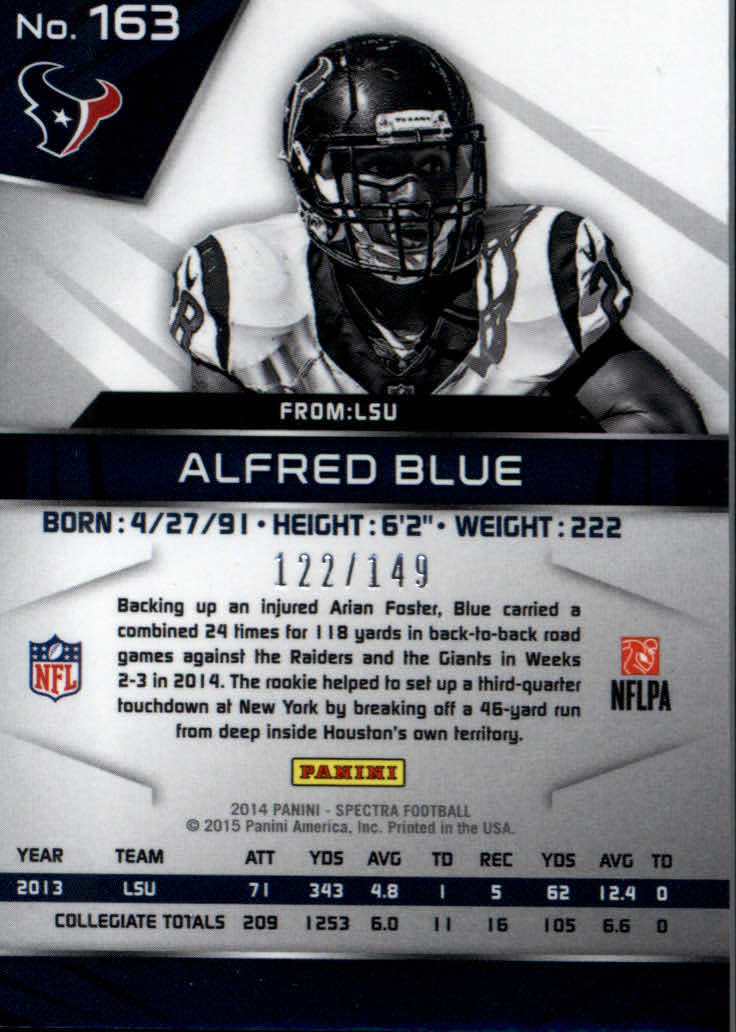 2014 Panini Spectra #163 Alfred Blue RC back image