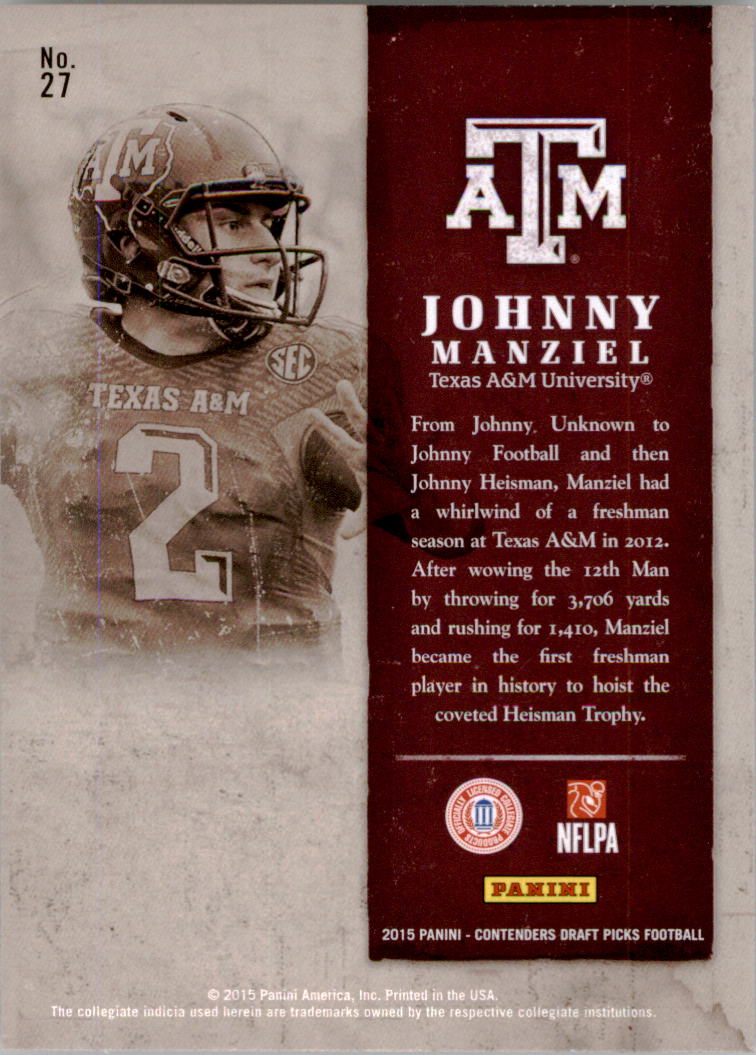 2015 Panini Contenders Draft Picks Old School Colors #27 Johnny Manziel