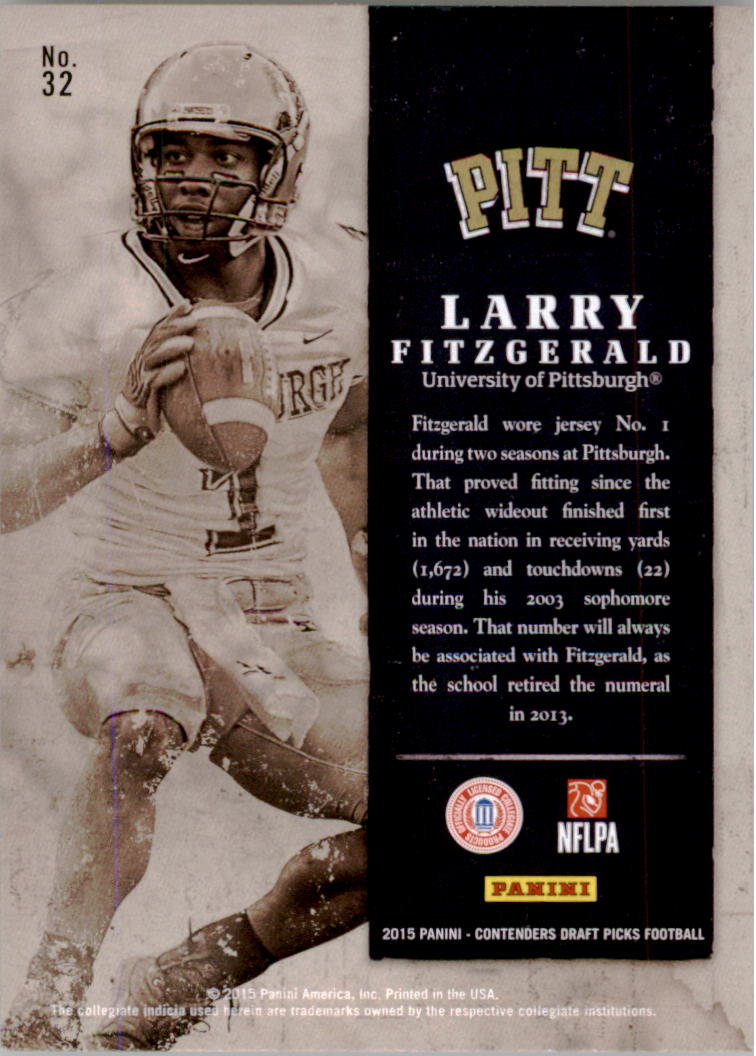 2015 Panini Contenders Draft Picks Old School Colors #32 Larry Fitzgerald back image