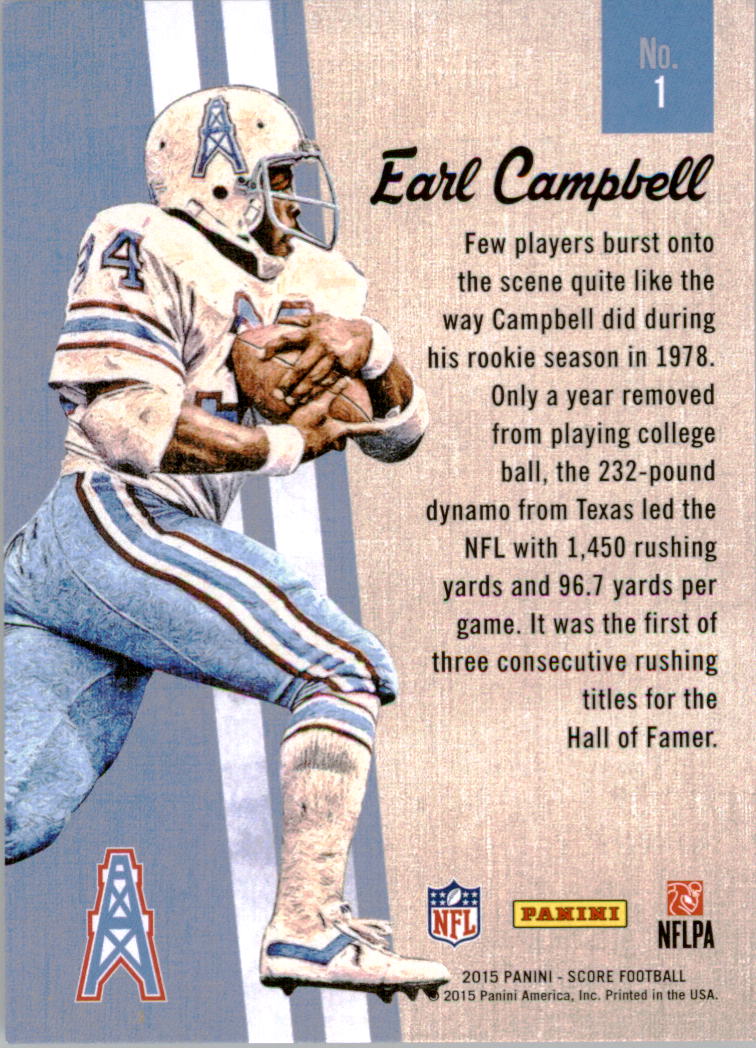 2015 Score Gridiron Heritage #1 Earl Campbell back image