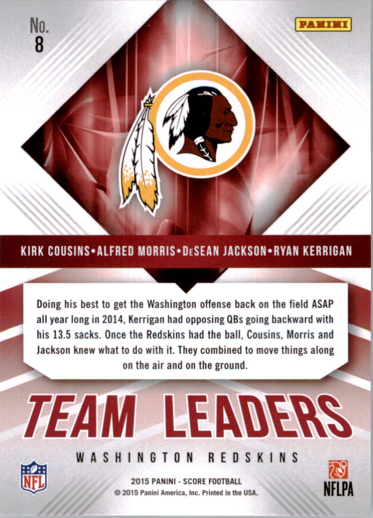 2015 Score Team Leaders #8 Alfred Morris/DeSean Jackson/Kirk Cousins/Ryan Kerrigan back image